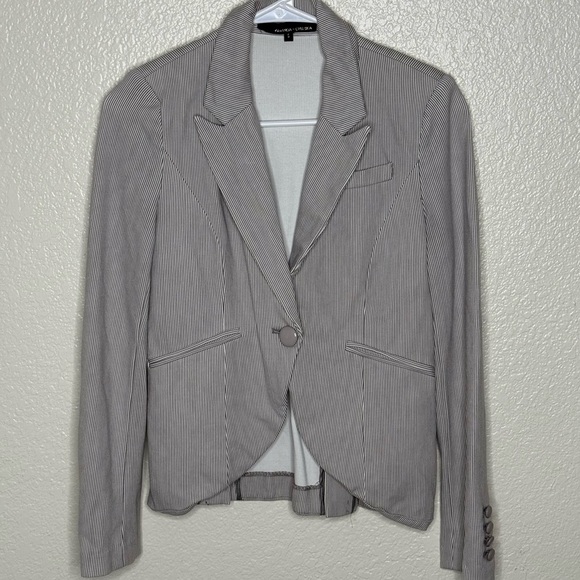 Amanda & Chelsea Pinstripe Blazer - Gray and White Small - Picture 1 of 5